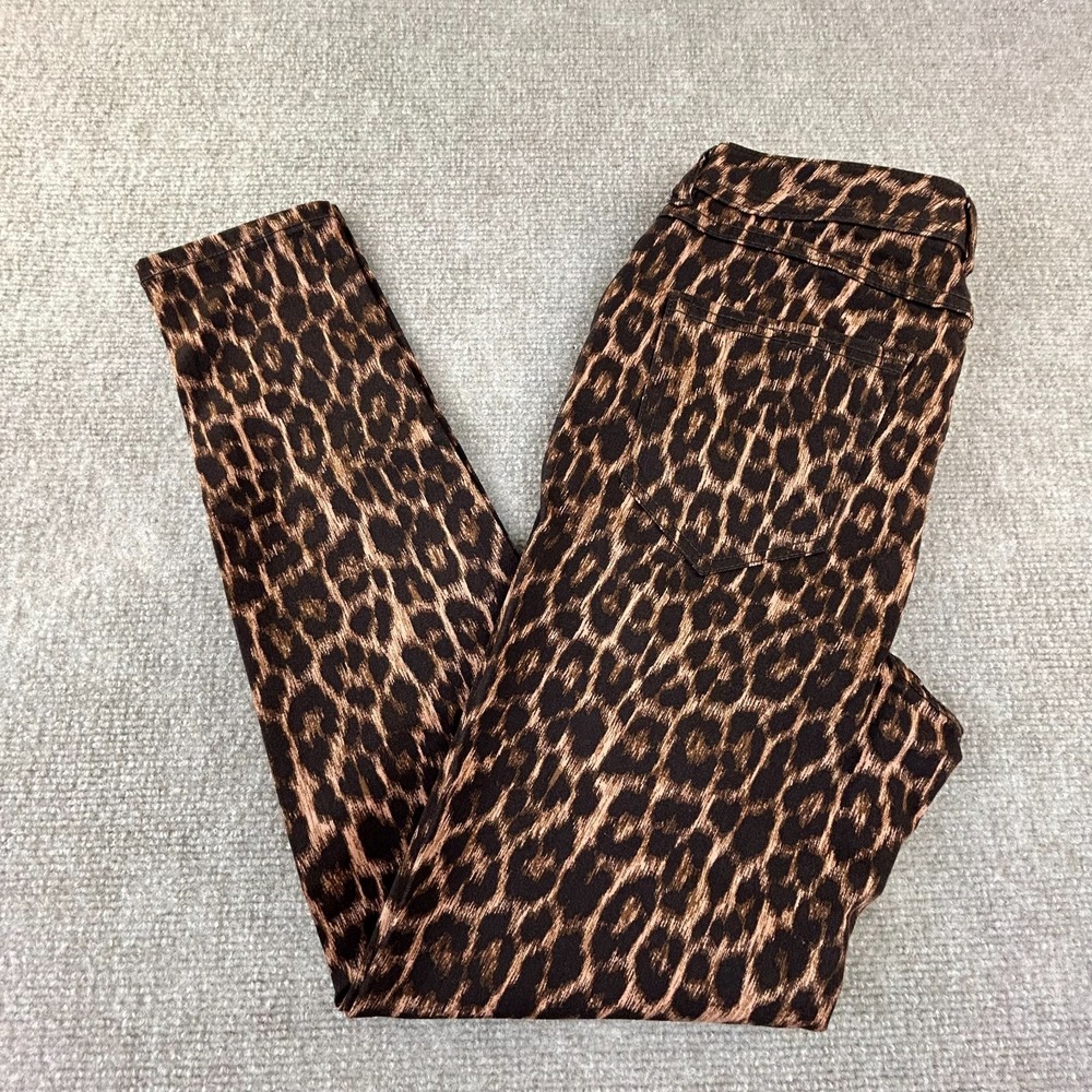 Lisa Rinna Skinny Jeans Womens 0 Multi Leopard Denim Cotton Stretch Mid Rise
